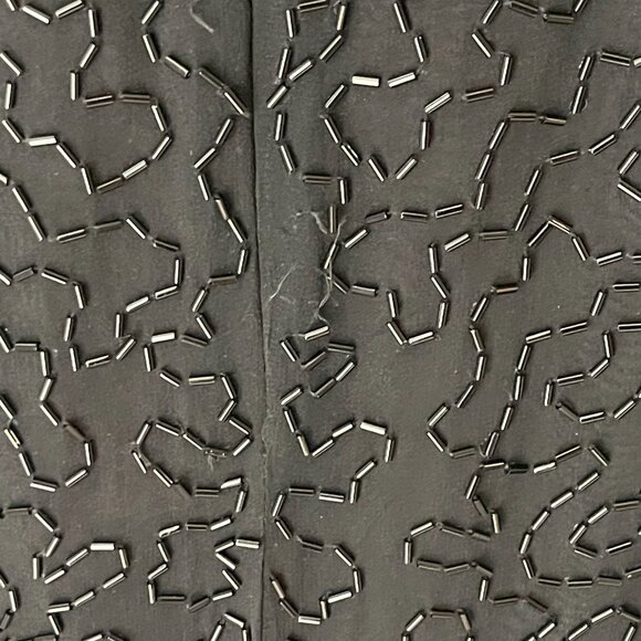 Vintage A.J. Bari Black 100% Silk Beaded Cocktail Dress W/ Gold Sequins Sz 6 - Picture 8 of 11